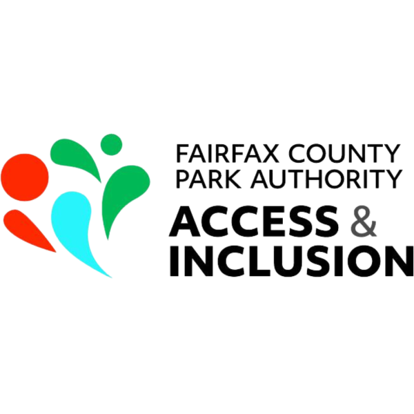 Fairfax County Park Authority Access & Inclusion logo. Graphic with red, blue, and green shapes